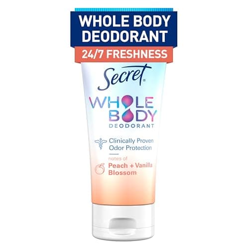 Image of Secret Full Body Deodorant Cream for Women, Peach & Vanilla Flower Aroma Deodorant Deodorant No Aluminium 72 Hours Odour Protection 3.0 oz