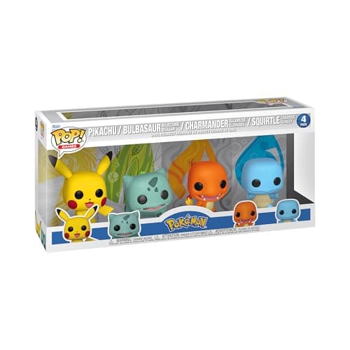 Image of Funko POP! Games: Pokemon - Starters - 4 Pack - Pikachu - Squirtle - Charmander - Bulbasaur - Collectable Vinyl Figure - Gift Idea - Official Merchandise - Toys for Kids & Adults - Video Games Fans