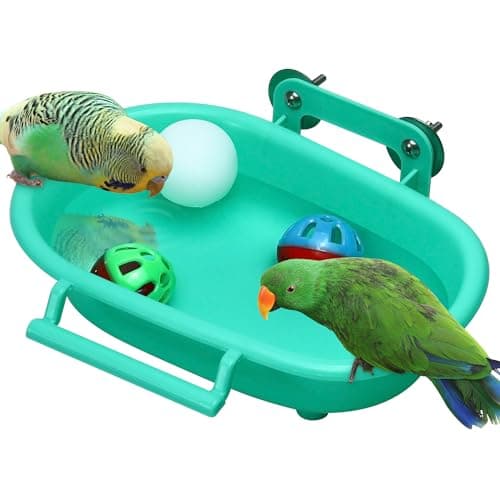 Image of cakefly Bird Bath for Cage with 3 Balls Bird Water Bowl Bird Food Feeder Shower Tray Parrots Bathing Tubs Budgie Toys Bird Toy for Birds Parakeet Canary Bird Cage Accessories