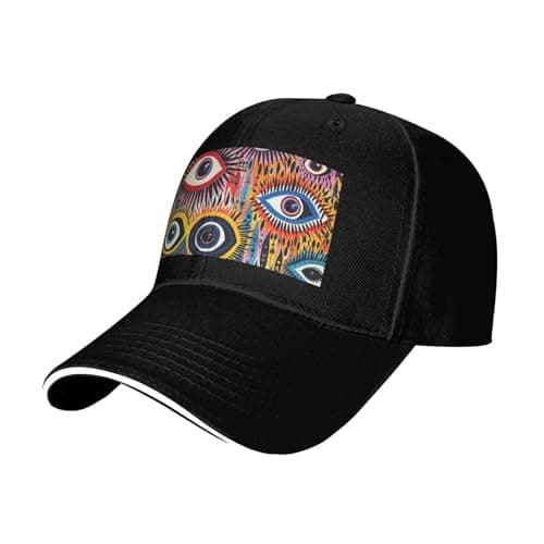 Image of Vbcxza Eyes Print Classic Baseball Cap for Unisex, Adjustable and Stylish Hat with Reinforced Top Black