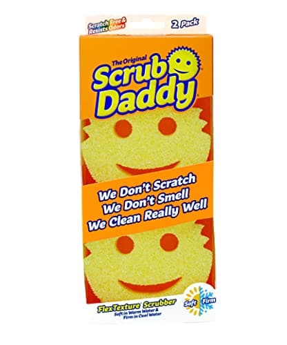 Image of Scrub Daddy Original Dish Sponge Twin Pack, Kitchen Sponges for Cleaning & Dishwashing, Washing Up Sponges Multipack, Non Scratch Sponge Scourers with FlexTexture, Bathroom & Kitchen Scrubber, Yellow