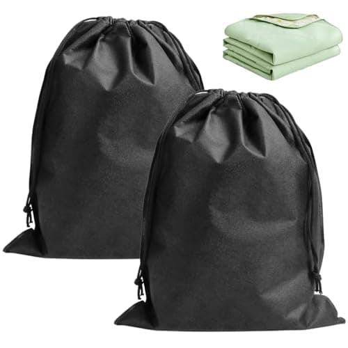 Image of 2-Pack Large Drawstring Laundry Bags – 60x50cm Waterproof Foldable Travel Storage (Black)