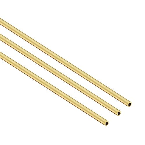 Image of iMeistek Brass Round Tube, 3mm OD x 0.5mm Wall Thickness 300mm Length Metal Seamless Straight Pipe Tubing for DIY Crafts (3Pcs)
