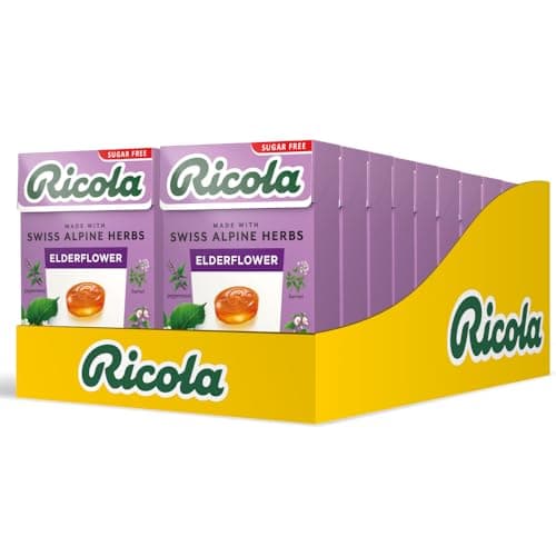 Image of Ricola Elderflower Sugar Free Swiss Herbal Sweets, Herb Drops, Sweet Box 45g - Pack of 20 Boxes