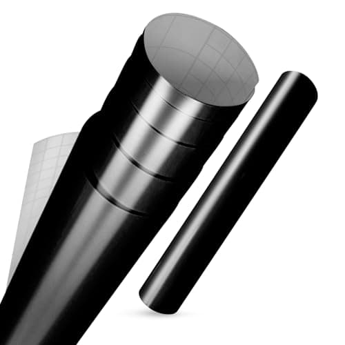 Image of vgoltd Furniture Stickers Gloss Self Adhesive Vinyl Wrap Sticky Contact Paper Roll for Kitchen Countertop Cupboard Cabinets Wardrobe & Tabletops (Black, 60 x 100 cm)