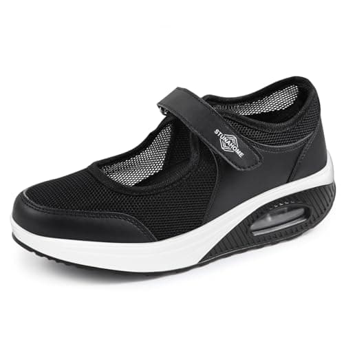 Image of STUNAHOME Women Mary Jane Sneakers Breathable Mesh Air Cushion Comfortable Lightweight Casual Walking Shoes