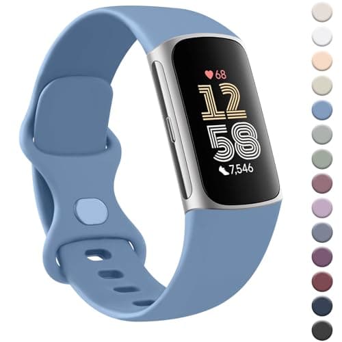 Image of AK Strap for Fitbit Charge 6/5 - Silicone Sport Classic Soft Replacement Band for Women Men (Small, Sky Blue)