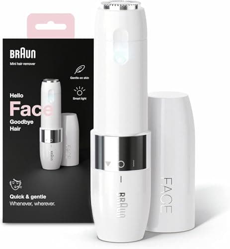 Image of Braun Face Mini Hair Remover FS1000, Electric Facial Hair Removal for Women, Lady Shaver,Finishing Touch for Upper Lips, Chin & Cheeks, for Easier Makeup Application, with Smartlight, White
