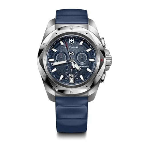 Image of Victorinox Men’s Watch I.N.O.X. Chrono Ø 43 mm, Swiss Made, Analogue Quartz, Water-Resistant up to 200 m, Rubber Strap, Blue