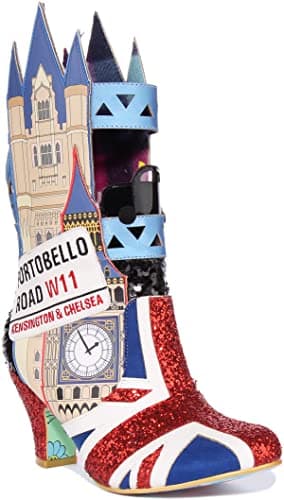Image of Irregular Choice Great Day Out Women's Exclusive London Big Ben Boots (Black Red, Size 5)