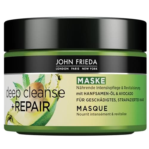 Image of John Frieda - Deep Cleanse & Repair Mask/Treatment - Contents: 250 ml - With hemp seed oil + nourishing avocado - Soothing hair mask for damaged hair