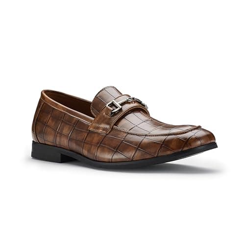 Image of Ferro Aldo Men's Premium Moc Toe Loafers | Casual & Dress Styles with Tassels & Horsebit Buckles, 1. Amber Brown, 9 UK