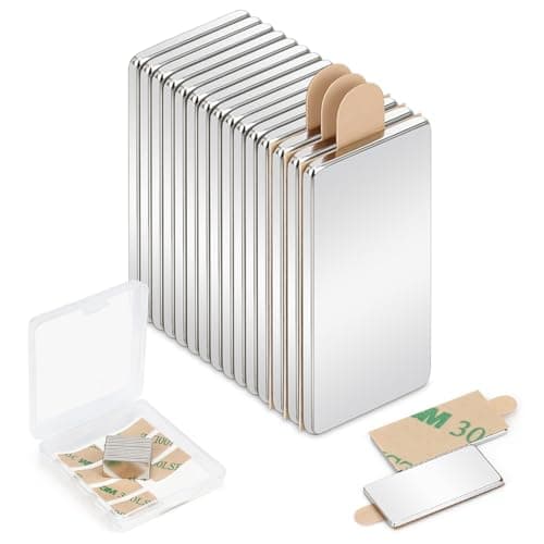 Image of Wukong 20×10×1mm Self Adhesive Magnets, 15 Pack Bar Sticky Magnets Strong, Thin Magnet for Office, Kitchen and Home