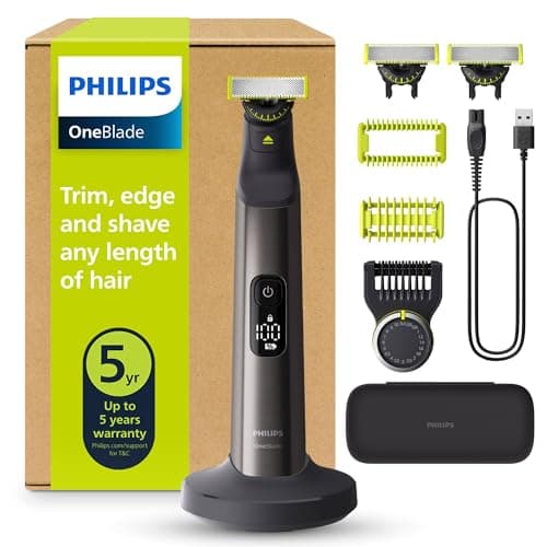 Image of Philips OneBlade Pro 360 Authentic Face & Body Electric Beard Trimmer, Shaver and Bodygroomer, 3X 360 Blade, 1x 20-Length Comb, 1x Body Kit, 1x Charging Stand, 1x Travel case, QP6652/35