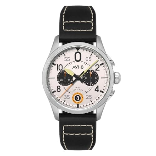 Image of AVI-8 Men's 42mm Spitfire Lock Chronograph Imperial War Museums Edition Bethlem Watch with Leather Strap AV-4089-0B