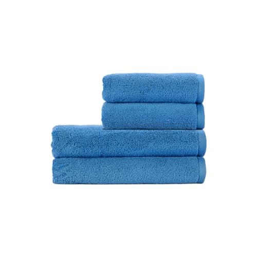Image of Christy Cirrus Quick Dry Towel Set | 4 Pieces | 2 Hand 2 Bath | Super Soft and Fluffy | Lightweight Bathroom Shower Towels | 100% Cotton | Ocean Blue