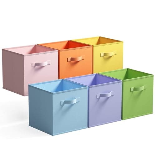 Image of GRANNY SAYS Cube Storage Boxes, Pack of 6 Storage Cubes 27x27x27, Square Bins for Kallax Shelves, Collapsible Cube Box Organiser, Kallax Storage Boxes for Organising Clothes Kids Toys, Colorful