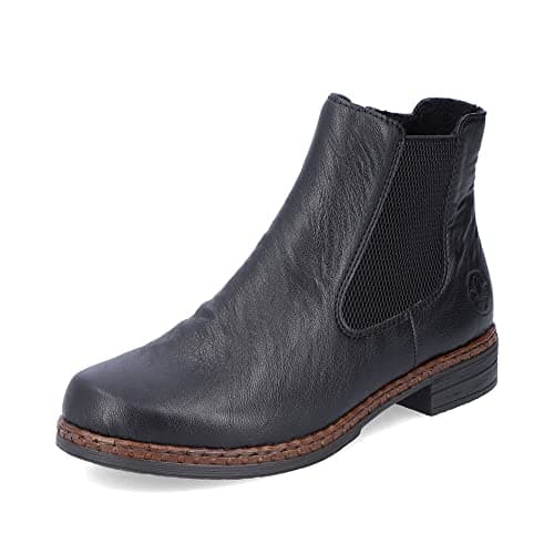 Image of Rieker Women Ankle Boots 75170, Ladies Chelsea Boots,Low Boots,Half Boots,Bootie,Slip Boot,Flat,Black (Schwarz / 00),42 EU / 8 UK