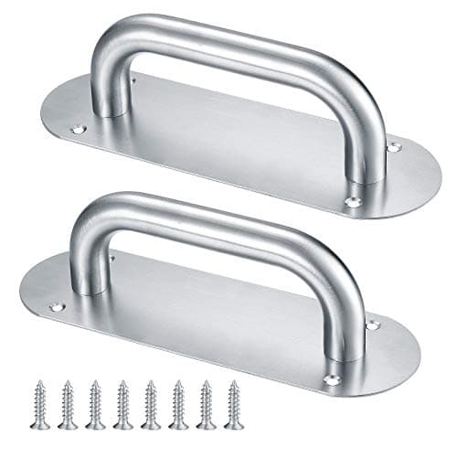 Image of HAOCHEN Pull Push Door Handles with Back Plate, Heavy Duty Hardware for Cabinet, Cupboard, Shed, Toilet, Barn Door Sliding Handles