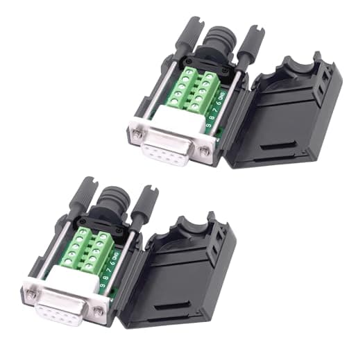 Image of YARCHONN DB9 Solderless Connector Breakout Board RS232 D-SUB 9 Pin Serial Adapter Terminal Block with Case-2Packs (Female)