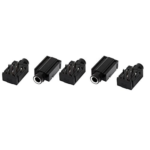 Image of Sourcingmap 6.35mm Headphone Stereo Jack 7 Pins PCB Panel Mount Socket Black 5 Pcs
