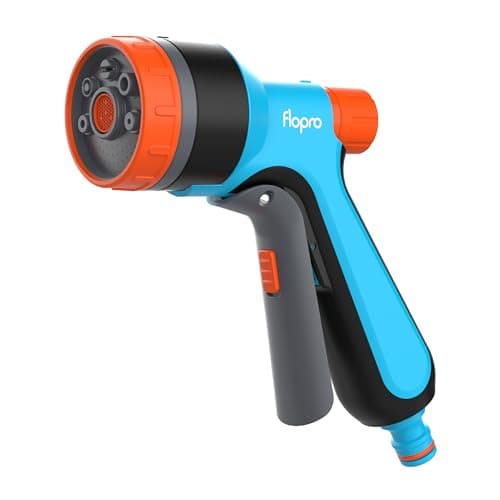 Image of FLO-PRO - Multi Spray Gun: 7 x Patterns Soft, Rose, Fan, Fill, Mist, Jet, Cone. Hose Gun Includes Trigger with Lock & Flow Control. Garden Hose Pipe Spray Gun Ideal for Everyday use. Fits All Brands