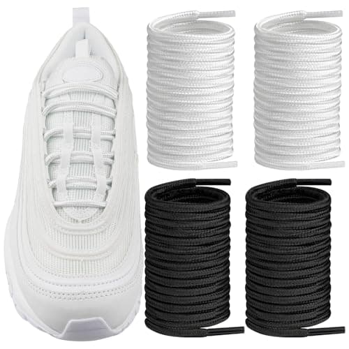 Image of Endoto 2 Pairs Shoe Laces for Nike Air Max 97/95/720, 4MM Round Replacement Shoelaces Strings for Shoes(Color:Black&White,Size:50Inch)
