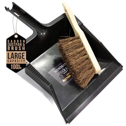 Image of Newman and Cole Large Garden Dustpan and Brush Set - Outdoor Dust Pan Scoop with Stiff Hand Brush