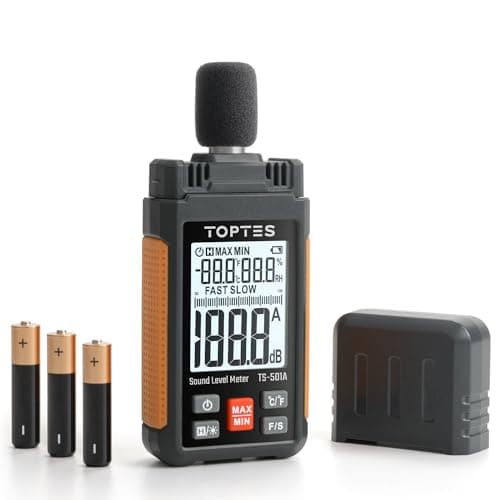 Image of TopTes Decibel Meter, TS-501A Sound Level Meter with 2.25” Backlight LCD Screen, Portable SPL Tester with A Weighted, Range 30-130dB, Data Hold, MAX/MIN, Use for Home, Noisy Neighbor, Factory - Orange