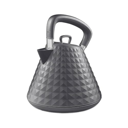 Image of GEEPAS 1.5L Cordless Electric Kettle | Traditional Pyramid Kettle with 360° Rotational Base Strix Control Auto Shut Off & Boil Dry Sensor | Space Saving LED Indicator | 3000W Argyle Grey (Renewed)