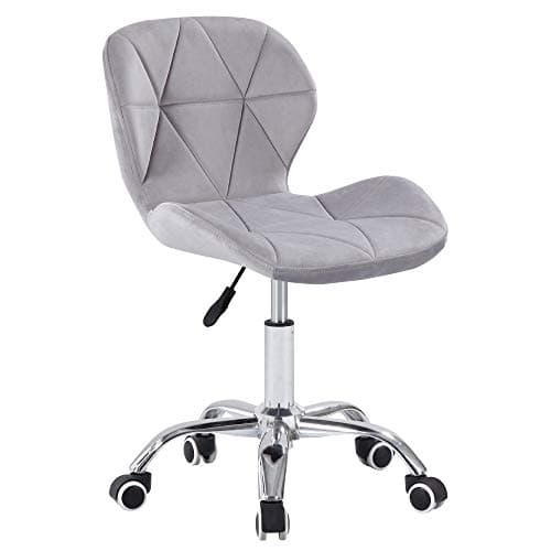 Image of Charles Jacobs Home Office Swivel Computer Desk Chair with a Height Adjustable Chrome base and Wheels - Grey Velvet