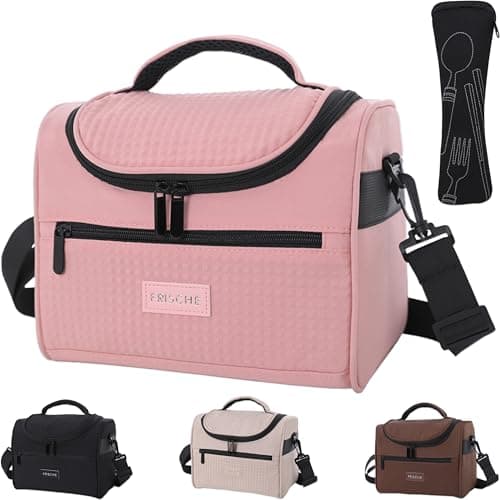Image of LSHYSMA Insulated Lunch Bags for Women and Men,8.5L Lunch Cool Tote Bag for Adults Work,Waterproof Thermal Cooler Pack Lunch Bag for Girls Ladies Office School Travel Picnic Camping BBQ Beach (Pink)