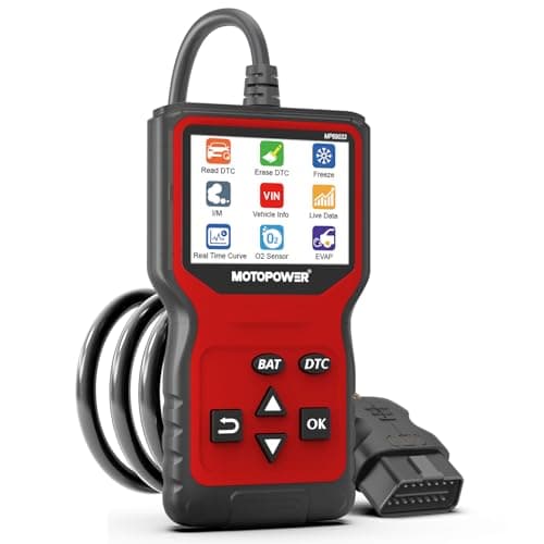 Image of MOTOPOWER MP69033 Pro OBD2 Scanner Code Reader Check Engine Fault Light Diagnostic Scan Tool with Battery Tester, Red Edition