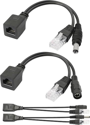 Image of AYMBH PoE Adapter Injector & Splitter Kit, Passive, Ethernet 5V 12V 24V 48V, RJ45 for Surveillance Cameras, VoIP Phones, CCTV IP Cameras, Access Points Power 30W PoE, IEEE802.3af/at Standard (1 Pair)