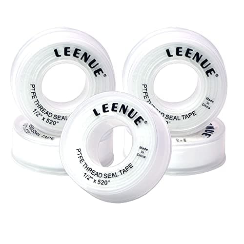 Image of LEENUE Plumbers Tape 5 Pack, PTFE Thread Seal Tape, Good Sealing Teflon Tape to Prevent Leakage of Pipes, Shower Head and Sewers, 12mm X 13m X 0.09mm White