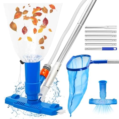 Image of 1.4m Pool Cleaning Kit, Swimming Pool Vacuum Cleaner with 5 Pole Sections, Pool Maintenance Kits with Pool Nets, Pond Vaccum Cleaner with Large Capacity Skimmer Net, Hot Tub Vac to Clean Dirty