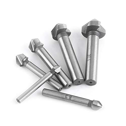 Image of Jeanoko 6pcs High Speed Steel Round Shank 3-Flute Countersink Cutter Bits HSS Chamfering End Mill Cutter Chamfering Tool for Aluminum/Wood BoardOther knives