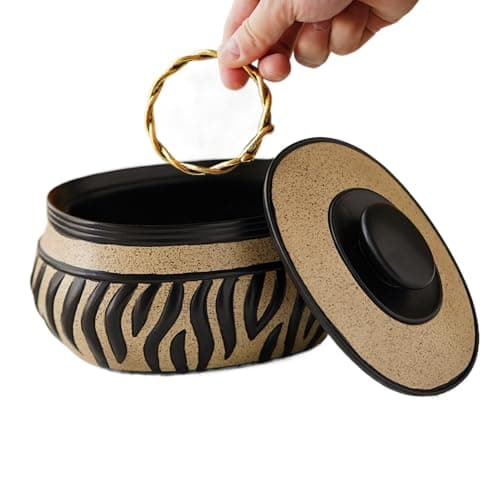 Image of Vhjlfig Small Jewellery Organizer with Zebra Print | Resin Jewelry Case with Lid - for Women Girls Ladies Mothers Brides Collectors Enthusiasts Wedding Party
