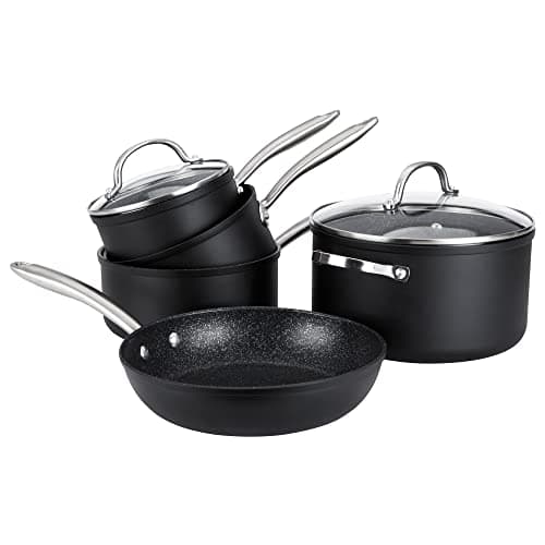 Image of Prestige Scratch Guard Aluminium Cookware Set, 5pce, Black