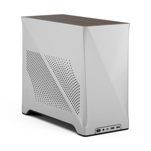 Image of Fractal Design Era 2 ITX PC Case in Silver - Sleek Anodized Aluminum, Solid Walnut Top, Supports 3-Slot GPUs, PCIe 4.0 Riser Cable included
