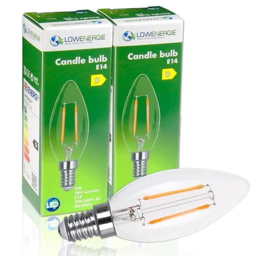 Image of LOWENERGIE LED Filament Candle Bulb C37 E14 Screw 2W 30W Equivalent Warm White 2700K Energy Saving (2)