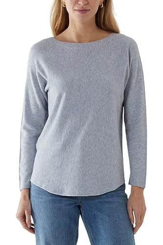 Image of STAR FASHION Ladies Round Neck Soft Knit Jumper Womens Crew Neck Winter Wear Long Sleeve Fine Knitted Jumper Sweater Casual Pullover Top UK One Size Fits All 8-16 Light Grey