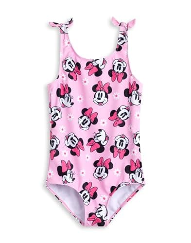 Image of Disney Minnie Mouse Pink 1 Piece Swimming Costume | Classic Sleeveless Swimwear for Girls | Cartoon Minnie Mouse Print Beachwear | Youngsters Swim Apparel - 5-6 Years