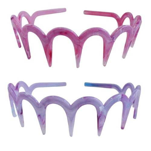 Image of ZOONAI 2 Pcs Zig Zag Headbands for Women Men Girls, Fashion Plastic Hairbands with Teeth Non Slip Sharks Tooth Hair Comb Headbands Hair Hoop Accessories (Pink Purple, One Size)