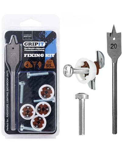 Image of Gripit Brown Heavy Duty Plasterboard Fixings – Cabinet Kit – Pack of 4 – Holds Up to 93kg – Ideal for Drywall Anchor, Stud Wall Fixings, Cabinet Wall Fixings, Radiators, AV Equipment & Lighting