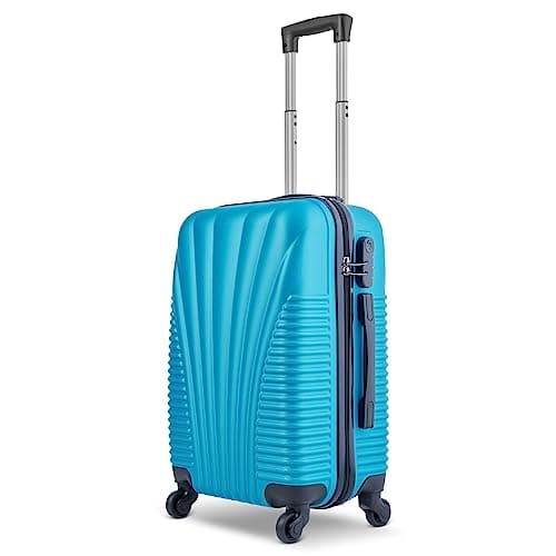 Image of SA Products Cabin Suitcase - Hardshell Airline-Approved Luggage Bag for Travel - Cabin Bag with Inner Pockets, Extendable Top Handle, Side Handle, 4 Spinner Wheels, Lock - 55x22x38cm, 35L, Blue
