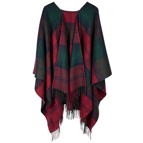 Image of BRAW CLANS TARTANS 100% Lambswool Serape Cape Poncho - Made in Scotland - 140x180cm - Wool - Lindsay Modern Tartan - Scottish Heritage - Elegant Layer for Casual & Evening Wear