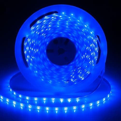 Image of iNextStation Blue LED Strip Light, 10M SMD2835 Cuttable Tape Lights, 24V 600 LEDs Outdoor Waterproof Self Adhesive Lights for Bedroom TV Backlight Gaming Room Monitor Bar Wine Fridge Garage (No Plug)