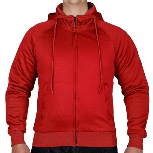 Image of RKsports Motorcycle Armoured Hoody Casual Fully Kevlar Lined Fleece Hoodie Protection (Red, M)