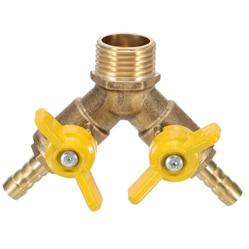 Image of sourcing map 1 Pcs Brass 3 Way Shut Off Valve Splitter, 5/16"(8mm) Hose Barb, G1/2 Male Thread 2 Switch Y-Shaped Ball Valve for Air Gas Fuel
